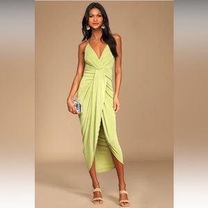Lulus | Dreamy Date Light Green Surplice Midi Dress